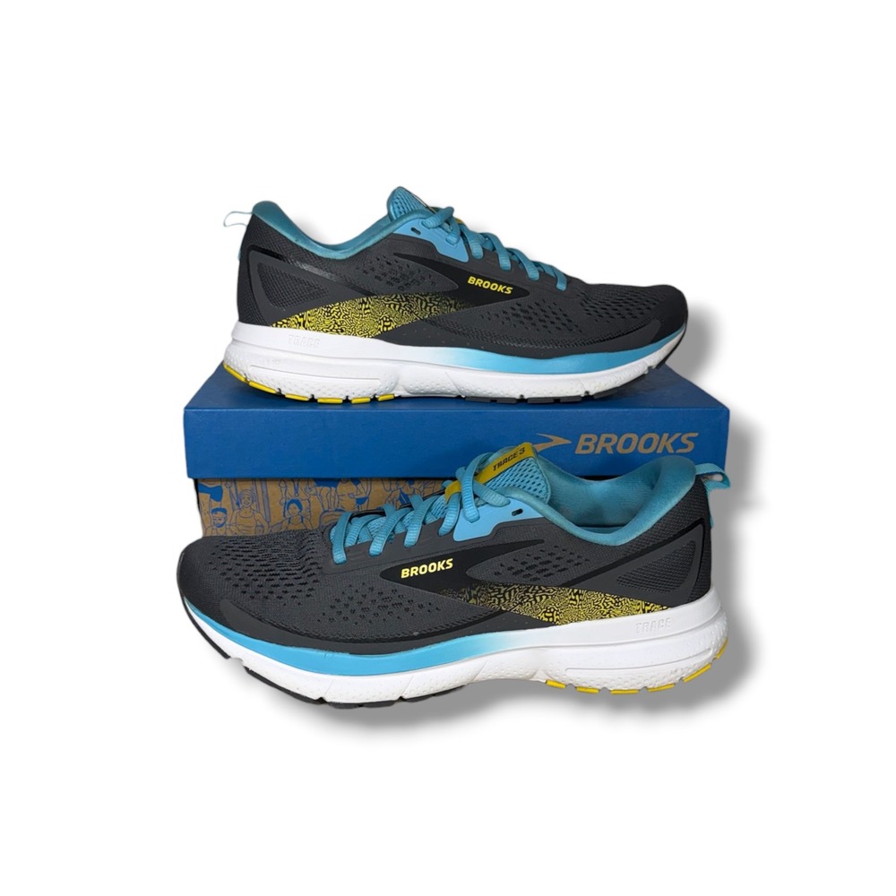 Brooks Men's Trace 3 Neutral Running Shoe Forged Iron Blue Yellow Men's Size 8